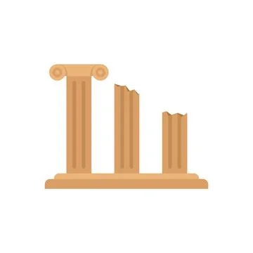 Ancient greek column icon flat vector. Roman pillar Stock Illustration