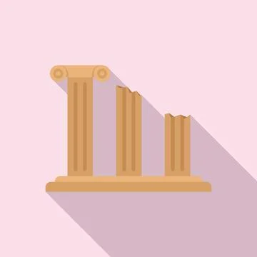 Ancient greek column icon flat . Roman pillar Stock Illustration