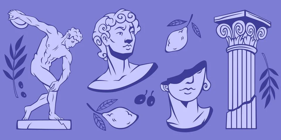 Ancient Greek doodle elements Illustrazione stock