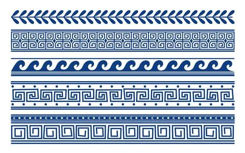 Ancient Greek geometric patterns set Stock Illustration