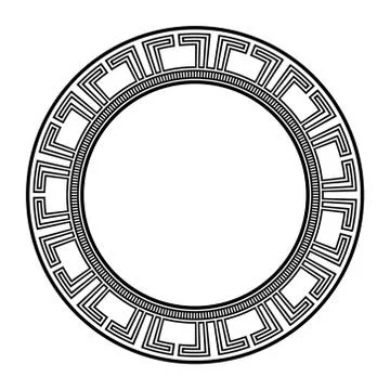 Ancient greek key round frame, geometric maze ornament, greece meander, pattern Stock Illustration