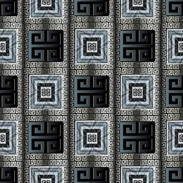 Ancient greek key vector seamless pattern. Modern geometric 3d b Stock Illustration