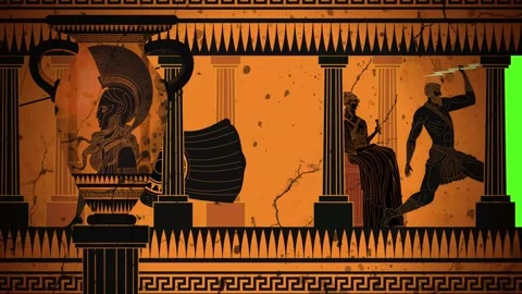Ancient greek motion transition with warriors and gods Stock Footage 321506828
