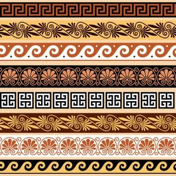 Ancient Greek pattern - seamless set of antique borders from Greece Stock Illustration