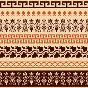 Ancient Greek pattern - seamless set of antique borders from Greece Stock Illustration