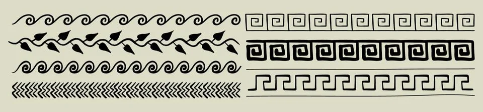 Ancient Greek pattern - seamless set of antique borders from Greece Stock Illustration