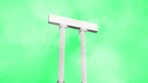 Ancient greek pillars on green screen. Stock Footage