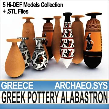 Ancient Greek Pottery Alabastron & Print Stl files 3D Model
