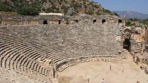 Ancient Greek-Roman amphitheatre. Myra (old name - Demre), Turkey Stock Footage