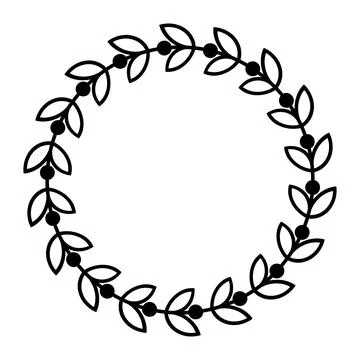 Ancient Greek round frame with olive tree leaves pattern, antique border from Stock Illustration
