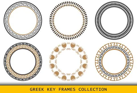 Ancient Greek round frames patterns, set of antique borders from Greece Illustrazione stock