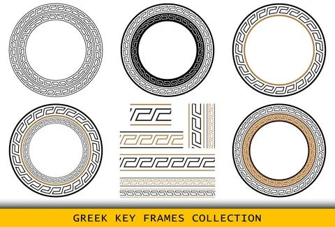 Ancient Greek round frames patterns, set of antique borders from Greece Illustrazione stock