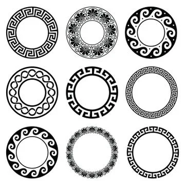 Ancient Greek round pattern - seamless set of antique borders from Greece Stock Illustration