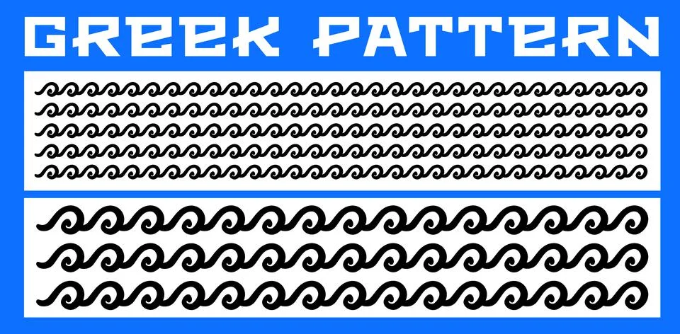 Ancient Greek seamless wave pattern set Stock Illustration