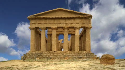 Ancient Greek temple of Concordia,Agrigento,Sicily Stock Footage