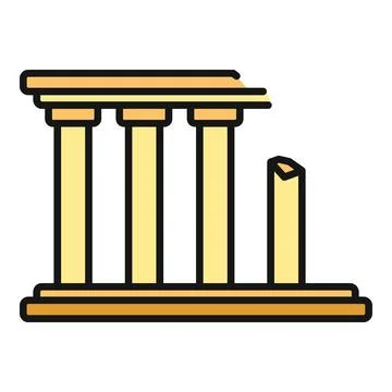 Ancient greek temple icon with multiple columns Stock Illustration