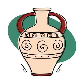 Ancient greek vase with patterns in doodle style Stock Illustration