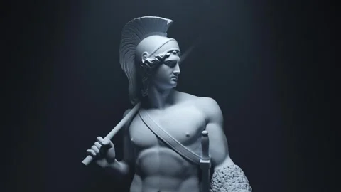 Ancient greek warrior statue Stock Footage 315066858