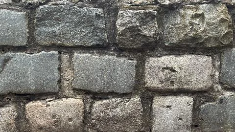 Ancient Grey Cobblestone Wall Close Up Background Stock Photos