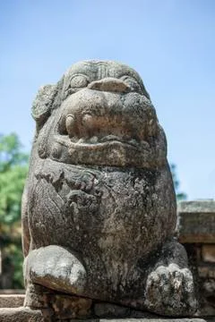 Ancient guarding lion Stock Photos