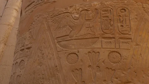 Ancient Hieroglyphs in The Form of Drawings Stock Footage 129230614