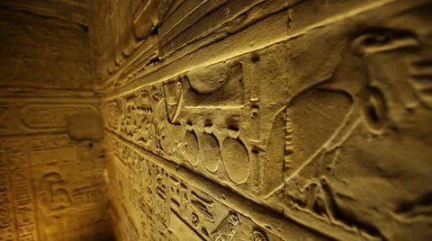 Ancient hieroglyphs in a temple, Egypt Stock-Footage 35040466