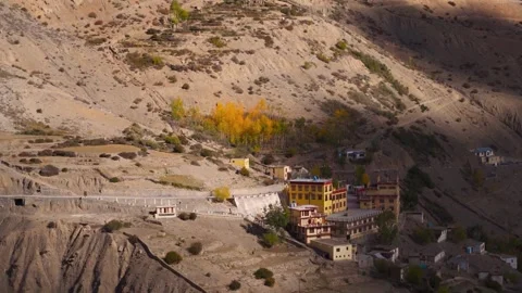 Ancient high-altitude settlement in Dhankar Village, Himachal Pradesh, India. Vi Stock Footage 340996061
