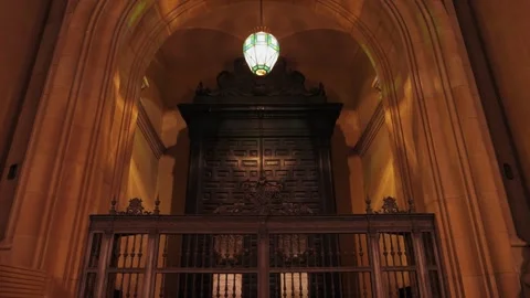 Ancient high door of the main cathedral in Zaragoza, Spain. Stock Footage 312668713