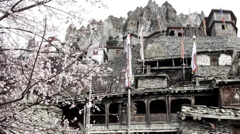 Ancient Himalayan stone town Stock Footage 67646908