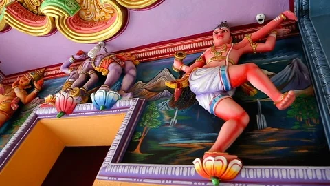 Ancient Hindu Pathirakali Amman temple in Trincomalee, Sri Lanka. Temple was  Stock Footage 89842670