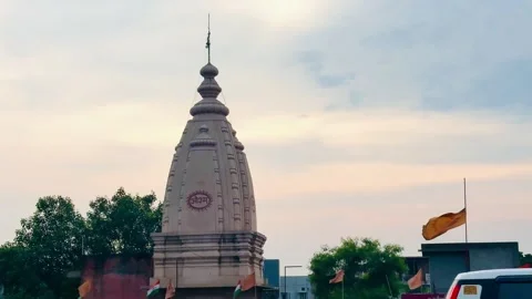 Ancient Hindu Temple Tower against Evening Sky Stock Footage 316968853