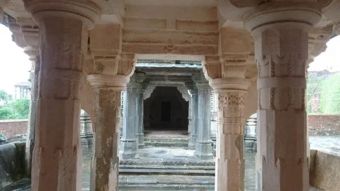 Ancient Hindu Temple Walk through Stock Footage 78740283
