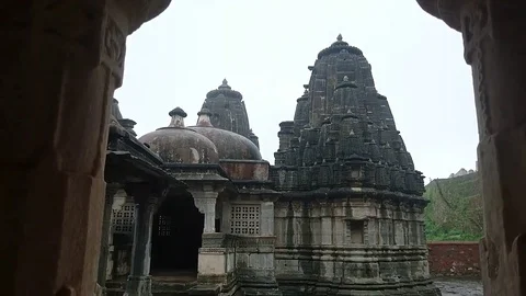 Ancient Hindu Temple Walk through Stock Footage 78740305
