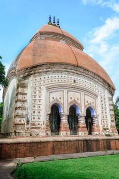 Ancient Hindu terracotta temples of worship of Bengal with copy space 写真素材