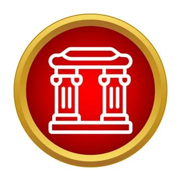 Ancient historical building structure icon on red circle Ilustración de archivo