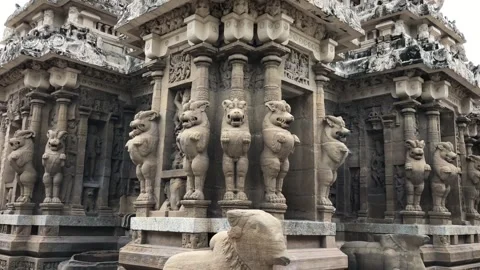 Ancient historical Kanchi Kailasanathar temple in Kanchipuram, Tamilnadu, India Stock Footage