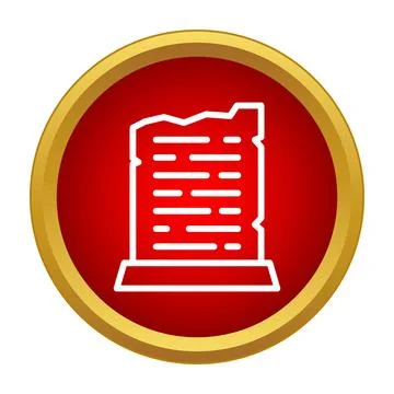 Ancient historical stone tablet icon displaying information Stock Illustration