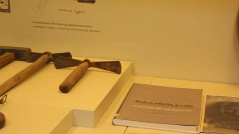 Ancient Hittite civilization items exhibited in the museum. Stock Footage 165362810