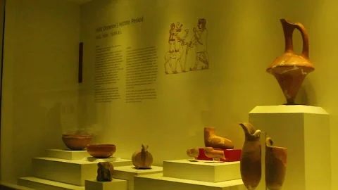 Ancient Hittite civilization items exhibited in the museum. Stock Footage 165363041