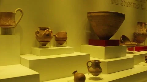 Ancient Hittite civilization items exhibited in the museum. Stock Footage 165363137