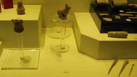 Ancient Hittite civilization items exhibited in the museum. Stock Footage 165363228