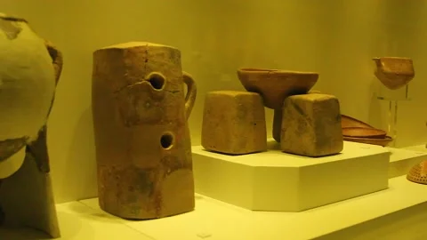 Ancient Hittite civilization items exhibited in the museum. Stock Footage 165363285