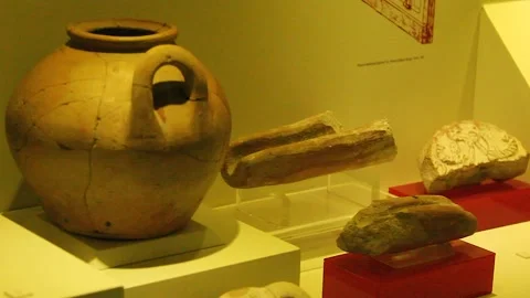 Ancient Hittite civilization items exhibited in the museum. Stock Footage 165363347