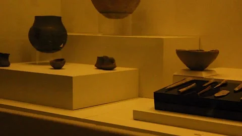 Ancient Hittite civilization items exhibited in the museum. Stock Footage 165369254