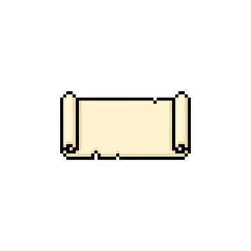 Ancient horizontal parchment roll black outline pixel vector illustration, old Illustrazione stock