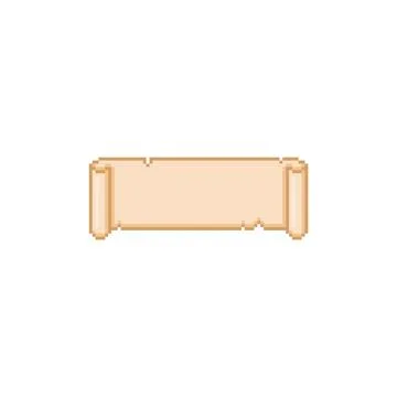 Ancient horizontal parchment roll, old beige paper blank scroll, vector pixel Illustrazione stock