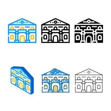 Ancient house color icon vector set Stock Illustration