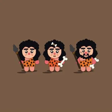 Ancient human cute cartoon vector illustration Illustrazione stock