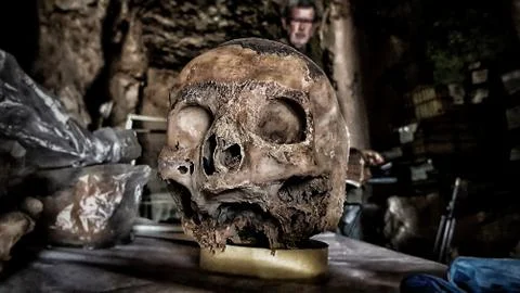 Ancient human skull Stock Photos