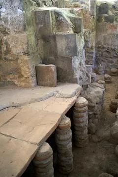 Ancient Hypocaust Heating System at Garni Temple in Armenia 写真素材